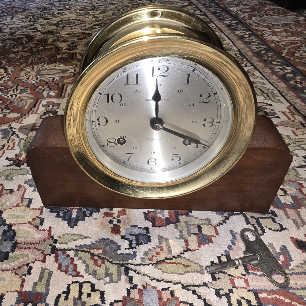 Howard Miller Model #612-447 Brass Ships Bell Clock And Key